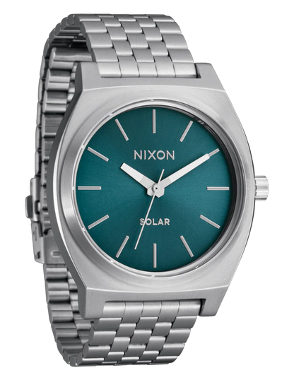 NIXON TIME TELLER SOLAR SILVER  DUSTY BLUE SUNRAY
