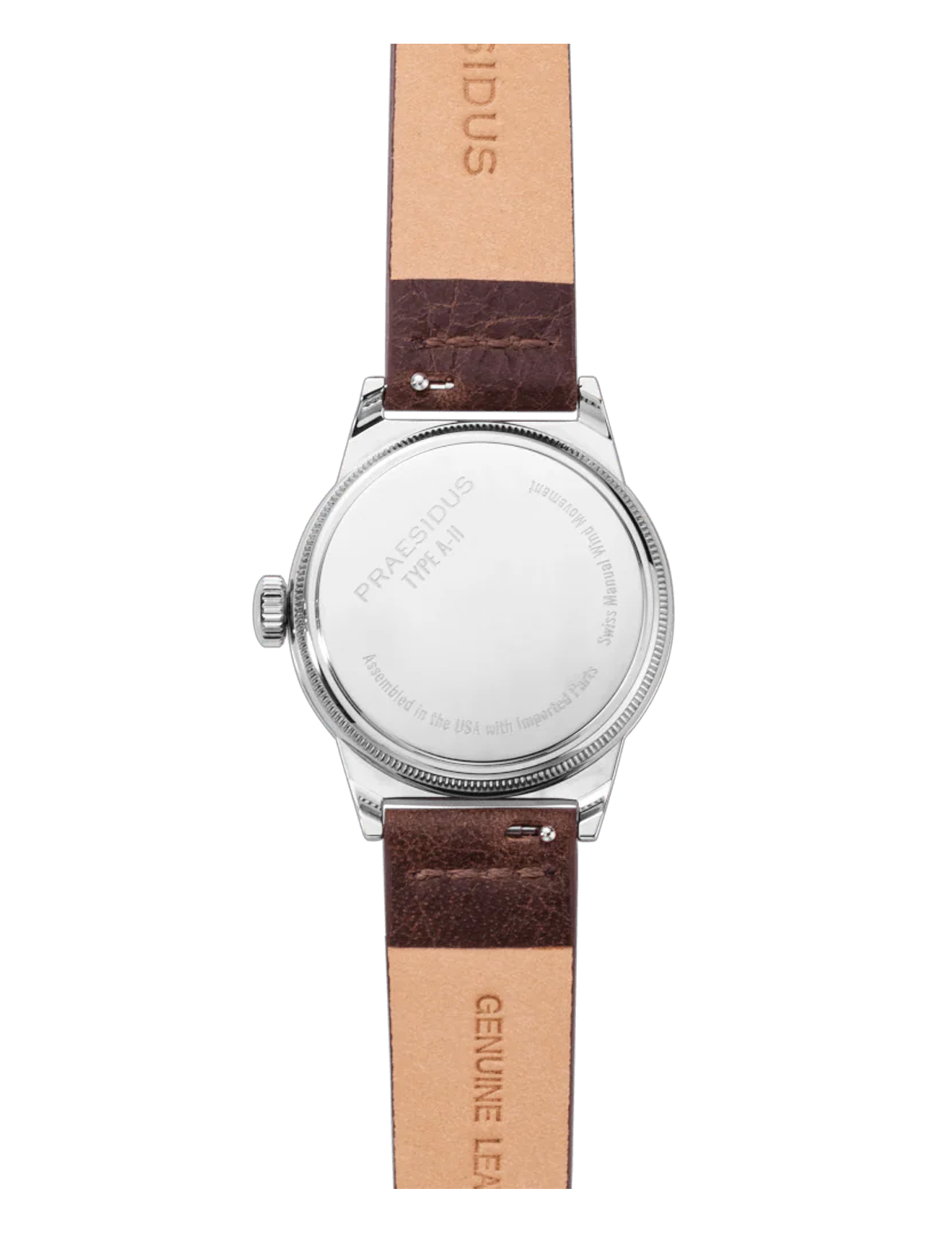 PRAESIDUS A-11 TYPE 44 32MM WHITE DARK BROWN LEATHER