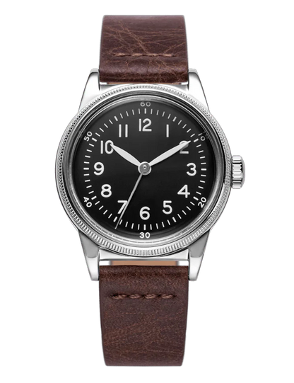 PRAESIDUS A-11 TYPE 44 32MM WHITE DARK BROWN LEATHER