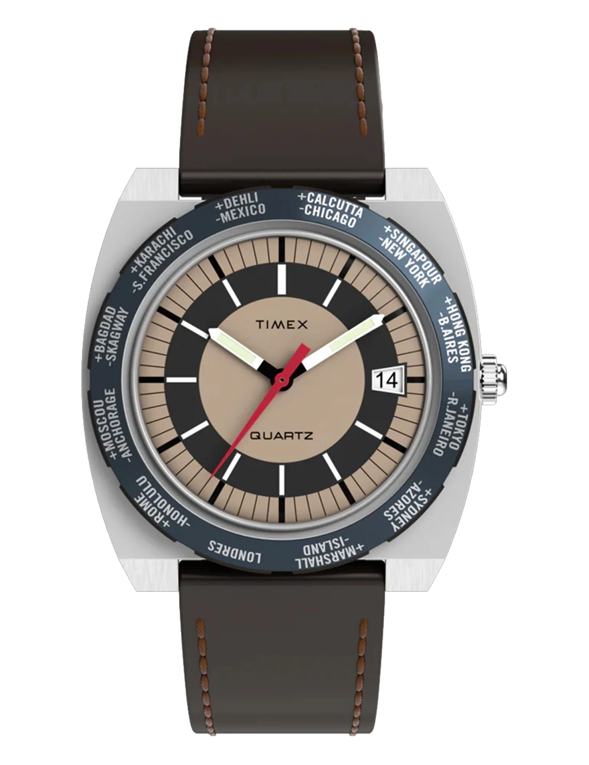 Q TIMEX 1972 WORLD TIME REISSUE 39MM TW2Y31300