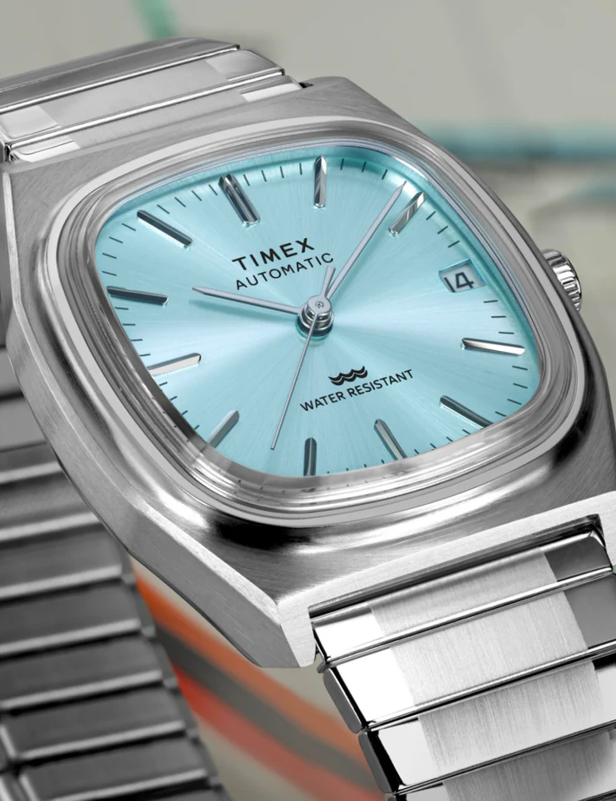 TIMEX AUTOMATIC 1983 E-LINE REISSUE 34MM LIGHT BLUE
