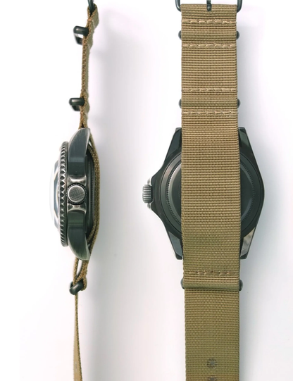 VAGUE WATCH BLACK SUB OLIVE AND BLACK NYLON