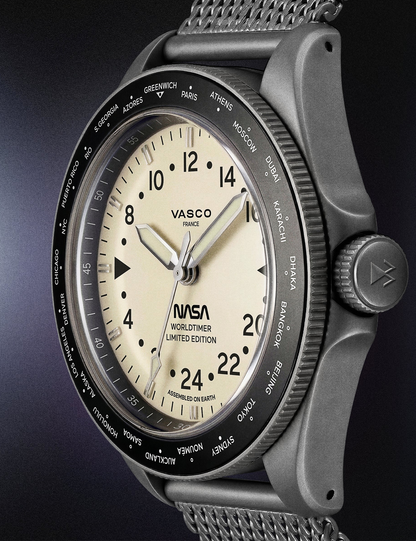 VASCO NASA® WORLDTIMER ACIER GRIS MAT